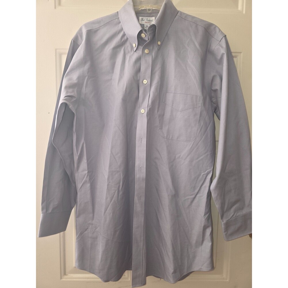 Paul Fredrick Mens Gray 100% Cotton Trim Fit Barrel Cuff Sz 16-32